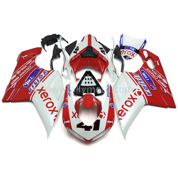 051 Fairing Ducati 848 1098 1198 2007 - 2012 XEROX White Pearl Red